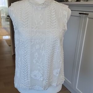 BB Dakota White Floral Lace Blouse